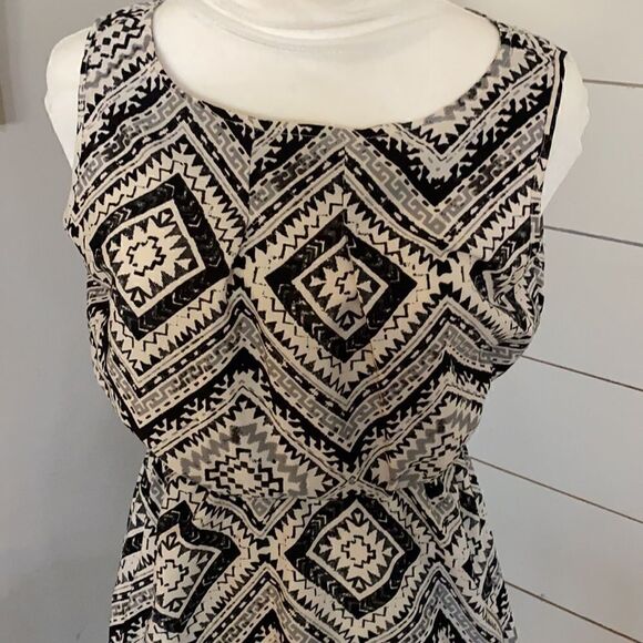 Speed Control | New York Black a white Aztec Print Sleeveless Zip Pocket Dress S - Picture 2 of 6
